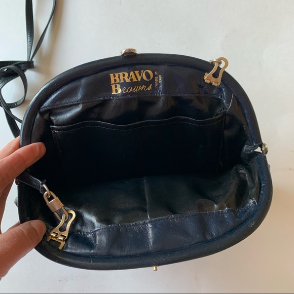 Vtg Bravo Browns Crossbody Bag Navy Blue - Picture 6 of 14